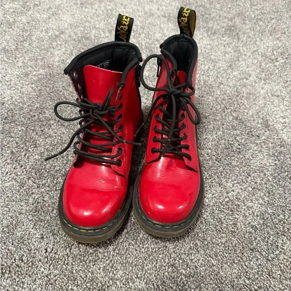Dr. Martens Patent Leather Red Lace-Up Boots Sz 12
